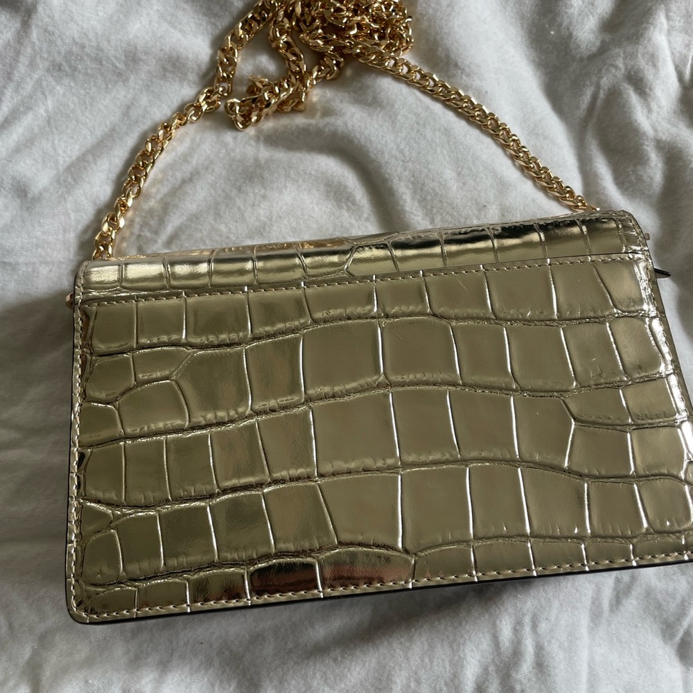 Michael Kors Gold Crocodile Embossed Chain Bag-worn once!